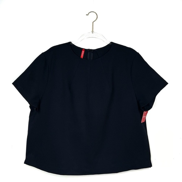 Spanx The Perfect Funnel Top Size 2X Short Sleeve Shirt Black Women’s New NWT - Picture 2 of 10